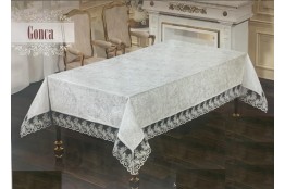 Fata de masa Gonca, din catifea, crem 160x400 cm