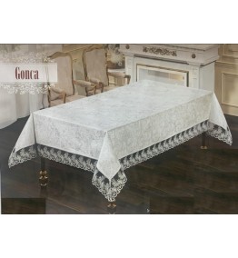 Fata de masa Gonca, din catifea, crem 160x400 cm