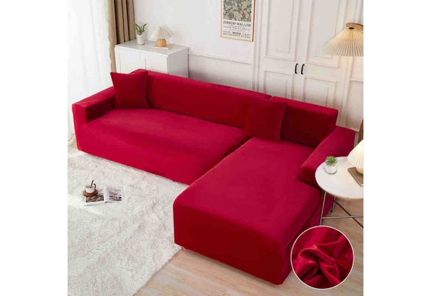 Husa elastica pentru coltar, bordo, catifea