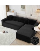Husa elastica pentru coltar, negru, catifea