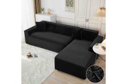 Husa elastica pentru coltar, negru, catifea
