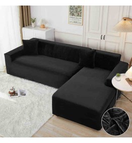 Husa elastica pentru coltar, negru, catifea