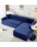Husa elastica pentru coltar, bleumarin , catifea