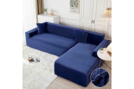 Husa elastica pentru coltar, bleumarin , catifea