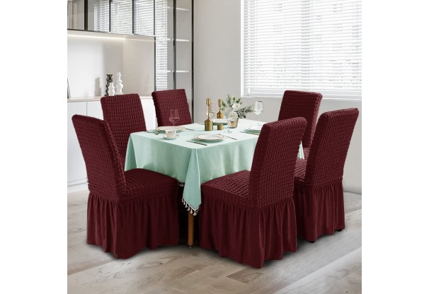 Set 6 huse elastice pentru scaune, cu volan, grena Set 6 huse elastice pentru scaune, cu volan, grena