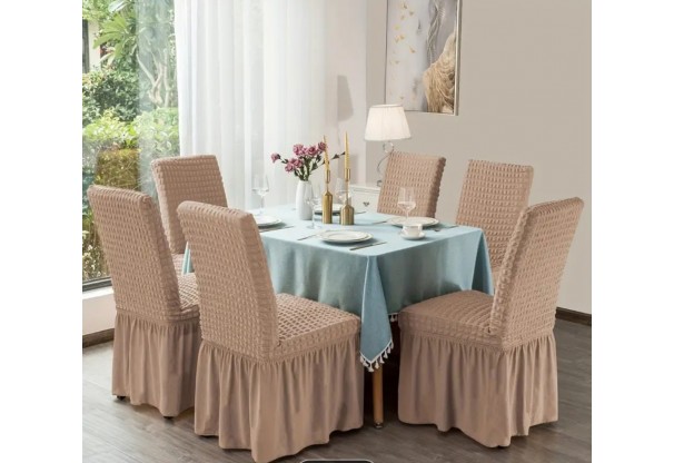 Set 6 huse elastice pentru scaune, cu volan, cappuccino