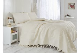 Cuvertura de pat din bumac, crem 