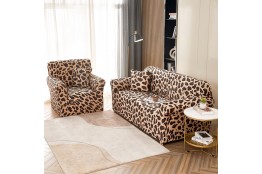 husa canapea 3 locuri elastica, cu imprimeu leopard