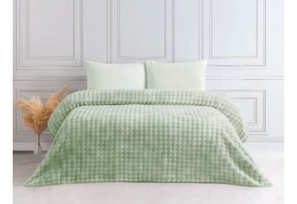 Patura de lux Merinos, tip cuvertura, pat dublu, 220x240 cm, verde