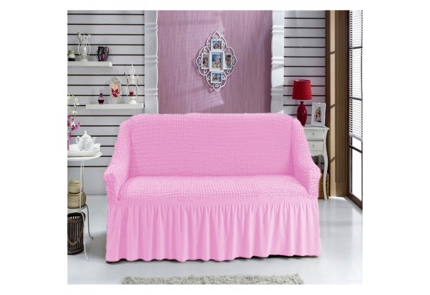 Husa elastica pentru canapea 2 locuri,  roz