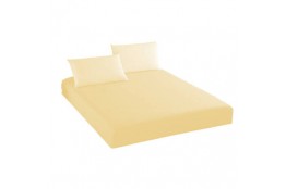 Husa de pat cu 2 fete de perna, din tricot, galben, diverse marimi