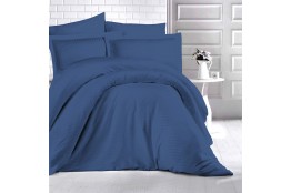 Lenjerie de pat, hoteliera, din damasc gros, albastru, 2 persoane