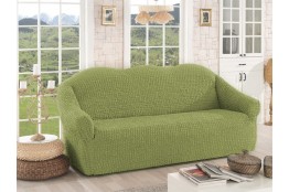 Husa elastica pentru canapea 3 locuri fara volane, verde