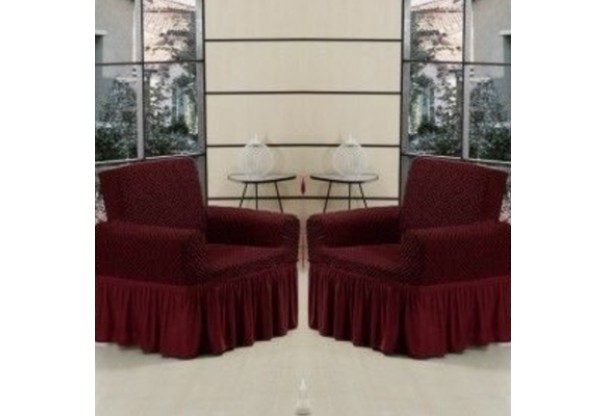 Set huse din bumbac, matlasat, pentru 2 fotolii, grena